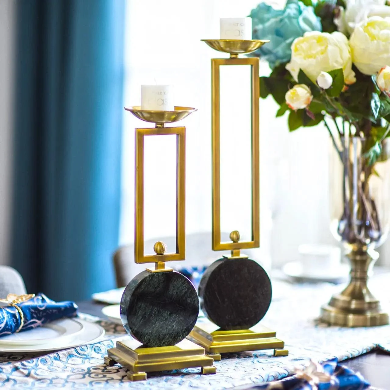 Modern Emerald Marble Candle Holder - 