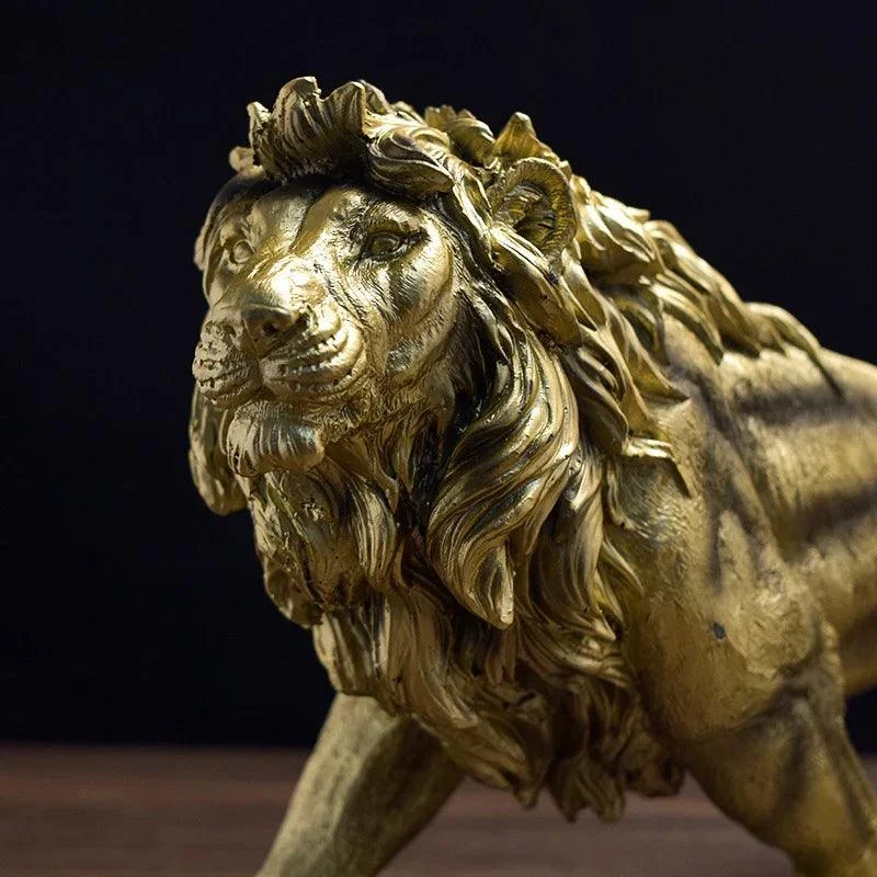 Modern Golden Lion Animal Decoration Sculptures and Statues -