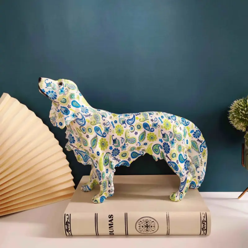 Modern Graffiti Painted Dachshund Dog Office Decoration Craft Sculptures and Statues