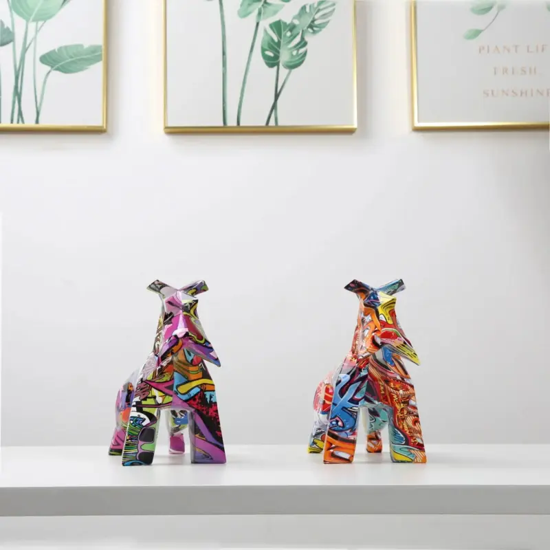 Modern Graffiti Schnauzer Painting Resin Crafts Sculptures and Statues Gift