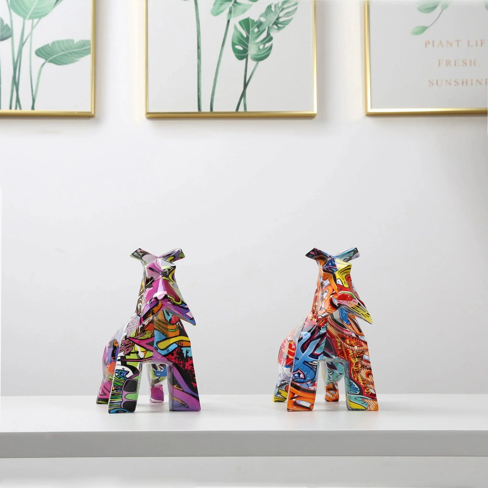 Modern Graffiti Schnauzer Painting Resin Crafts Sculptures and Statues Gift -