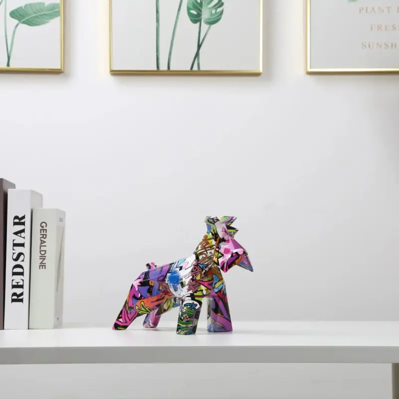 Modern Graffiti Schnauzer Painting Resin Crafts Sculptures and Statues Gift