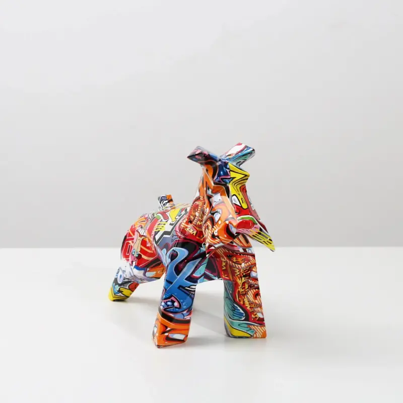 Modern Graffiti Schnauzer Painting Resin Crafts Sculptures and Statues Gift