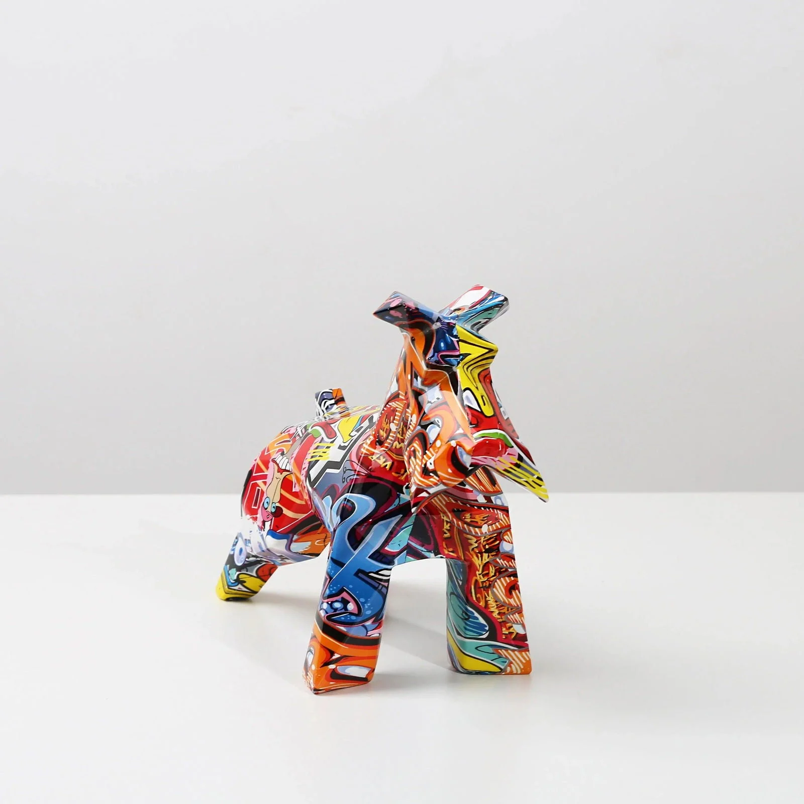 Modern Graffiti Schnauzer Painting Resin Crafts Sculptures and Statues Gift -
