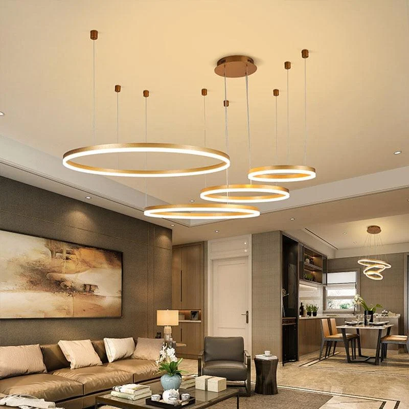 Modern Lighting 2 to 5 LED Circle Rings Ceiling Chandelier Living Room Home Decor -