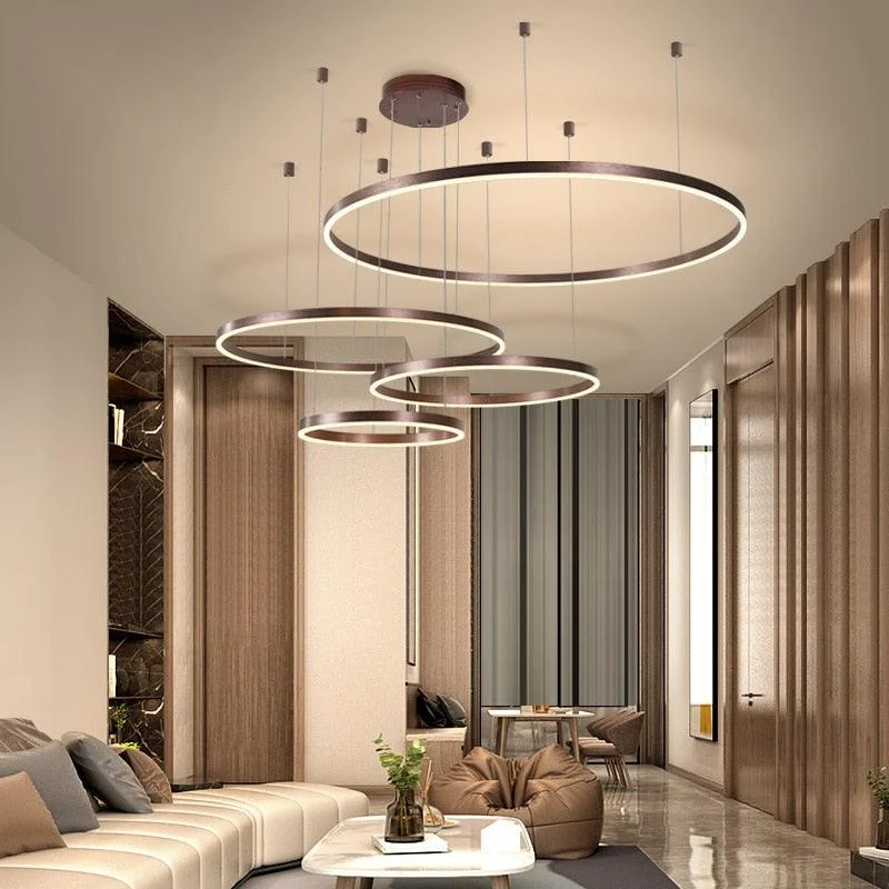 Modern Lighting 2 to 5 LED Circle Rings Ceiling Chandelier Living Room Home Decor -