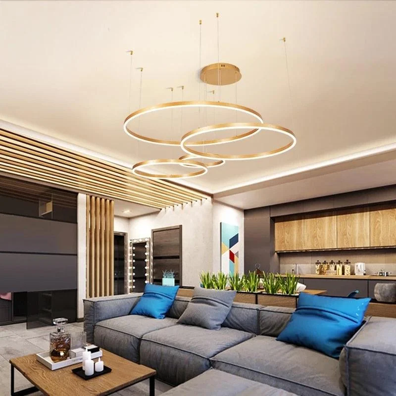 Modern Lighting 2 to 5 LED Circle Rings Ceiling Chandelier Living Room Home Decor -