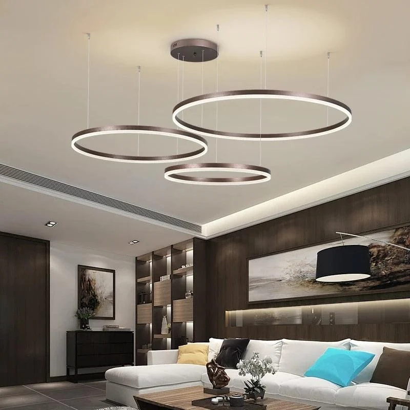 Modern Lighting 2 to 5 LED Circle Rings Ceiling Chandelier Living Room Home Decor -