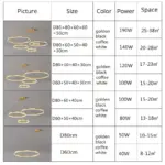 Modern Lighting 2 to 5 LED Circle Rings Ceiling Chandelier Living Room Home Decor
