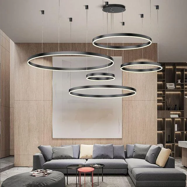 Modern Lighting 2 to 5 LED Circle Rings Ceiling Chandelier Living Room Home Decor -