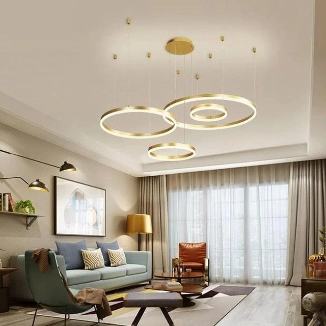 Modern Lighting 2 to 5 LED Circle Rings Ceiling Chandelier Living Room Home Decor -