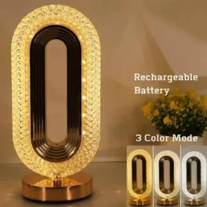 Modern Luxury Crystal Table Oval USB Lamp Lighting Living Room Bedroom