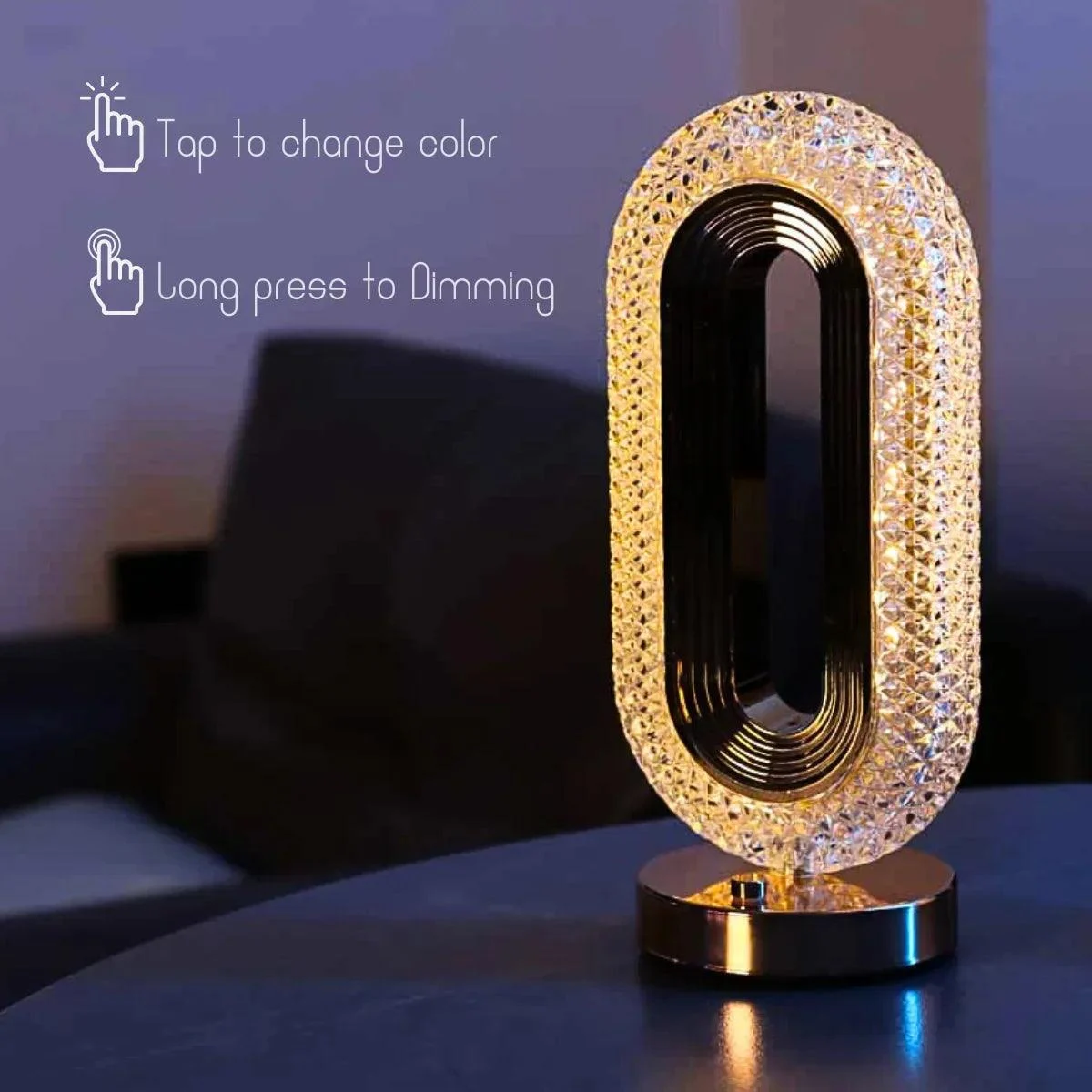 Modern Luxury Crystal Table Oval USB Lamp Lighting Living Room Bedroom -