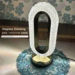 Modern Luxury Crystal Table Oval USB Lamp Lighting Living Room Bedroom