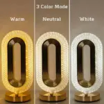 Modern Luxury Crystal Table Oval USB Lamp Lighting Living Room Bedroom