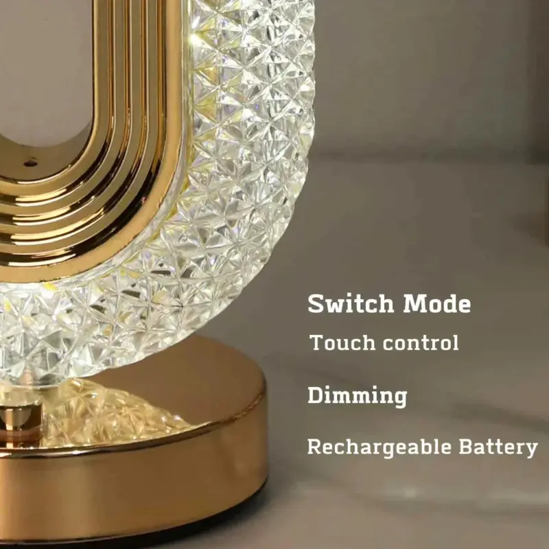 Modern Luxury Crystal Table Oval USB Lamp Lighting Living Room Bedroom