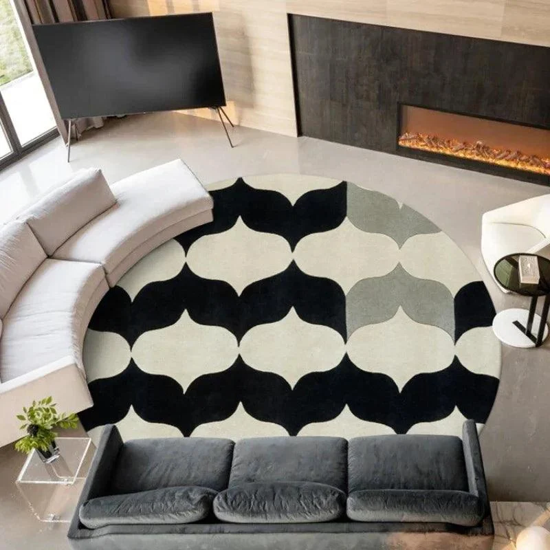 Modern Luxury Plush Round Carpet Rug Living Room Decoration Non-slip Soft -