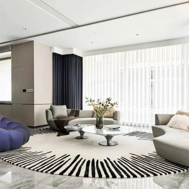 Modern Luxury Plush Round Carpet Rug Living Room Decoration Non-slip Soft -