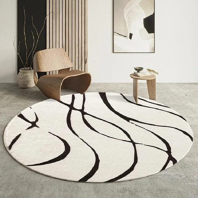 Modern Luxury Plush Round Carpet Rug Living Room Decoration Non-slip Soft -