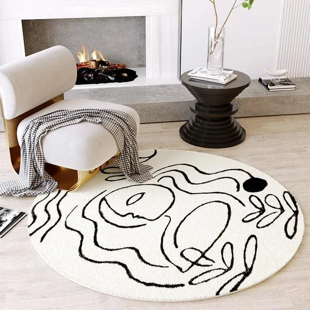 Modern Luxury Plush Round Carpet Rug Living Room Decoration Non-slip Soft -