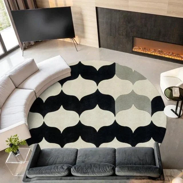 Modern Luxury Plush Round Carpet Rug Living Room Decoration Non-slip Soft -