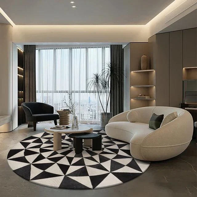 Modern Luxury Plush Round Carpet Rug Living Room Decoration Non-slip Soft -