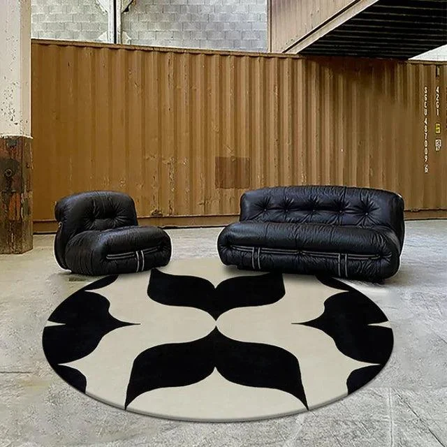 Modern Luxury Plush Round Carpet Rug Living Room Decoration Non-slip Soft -