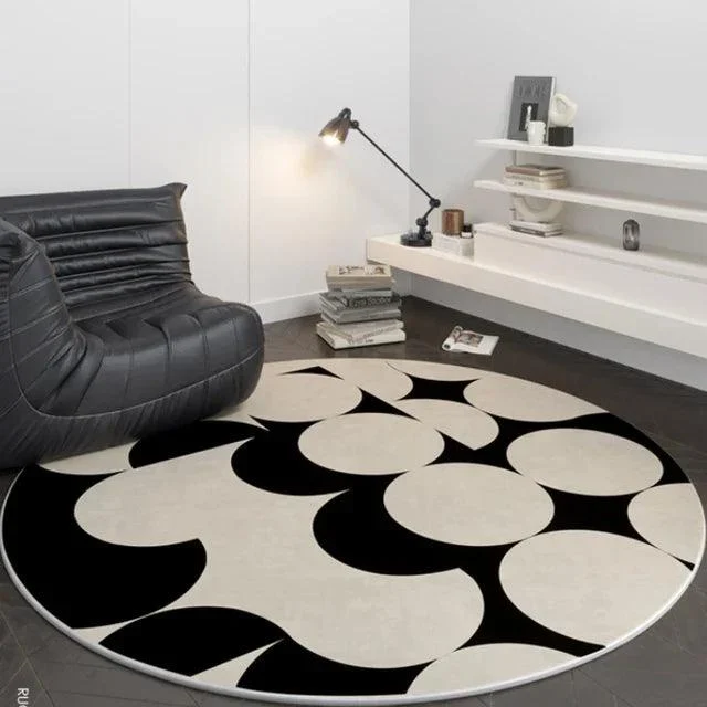 Modern Luxury Plush Round Carpet Rug Living Room Decoration Non-slip Soft -