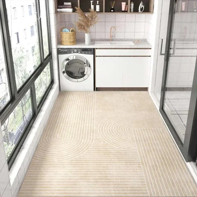 Modern Minimal White Black Mat Rug Large Area Non-slip Living Room -