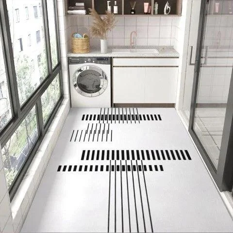 Modern Minimal White Black Mat Rug Large Area Non-slip Living Room -