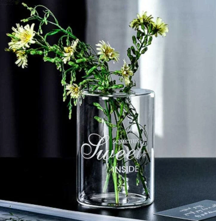 Modern Minimalist Glass Hydroponic Vase For Fresh and Dried Flowers -