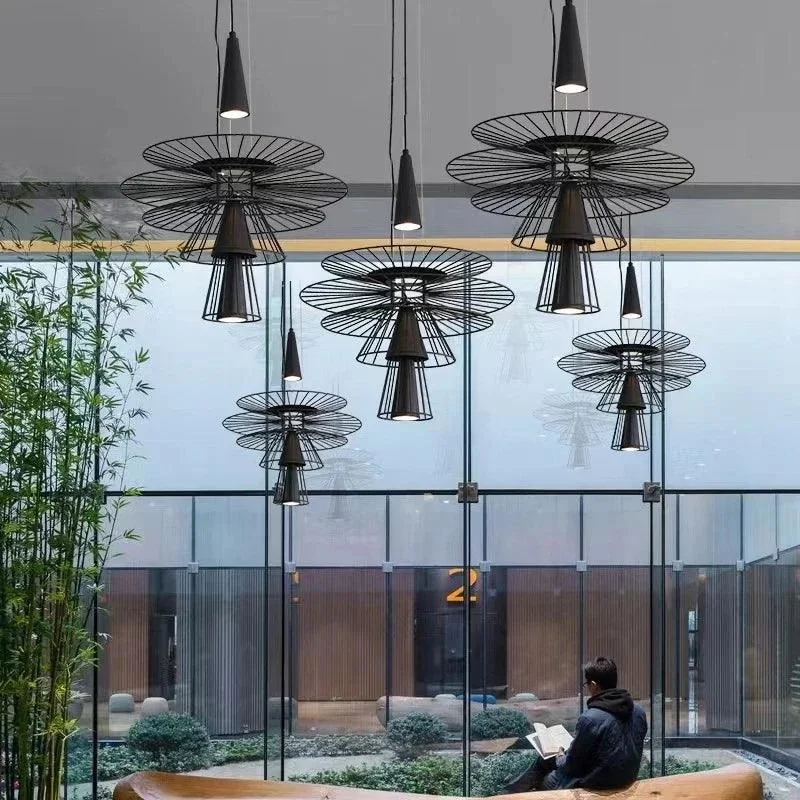 Modern Nordic Black Gold Chandeliers Led Lighting Hotel Dining Living Room -