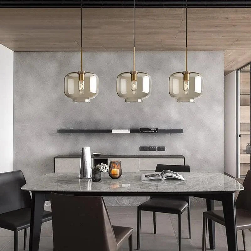 Modern Nordic Glass Pendant Light: Industrial Kitchen & Restaurant Fixture -