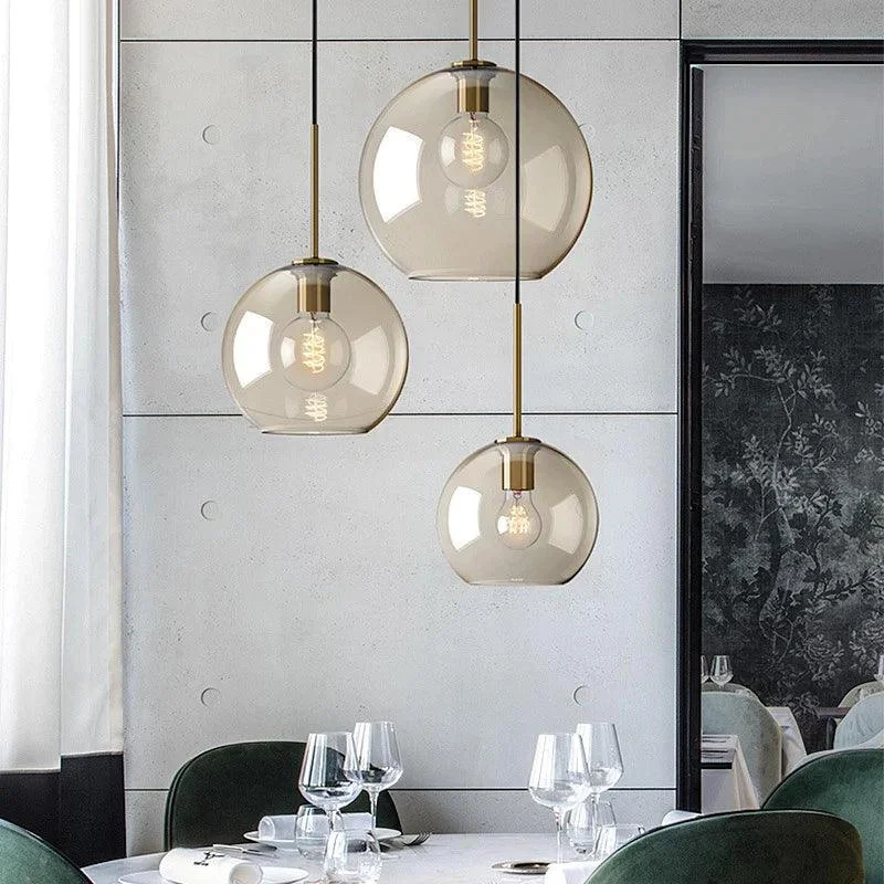 Modern Nordic Glass Pendant Light: Industrial Kitchen & Restaurant Fixture -
