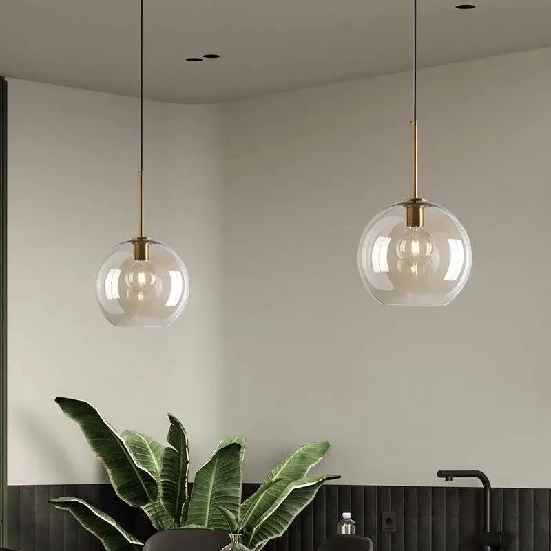 Modern Nordic Glass Pendant Light: Industrial Kitchen & Restaurant Fixture -