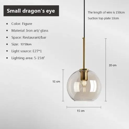 Modern Nordic Glass Pendant Light: Industrial Kitchen & Restaurant Fixture -