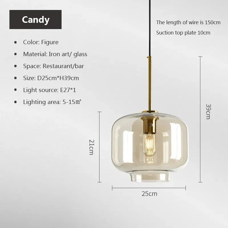 Modern Nordic Glass Pendant Light: Industrial Kitchen & Restaurant Fixture -