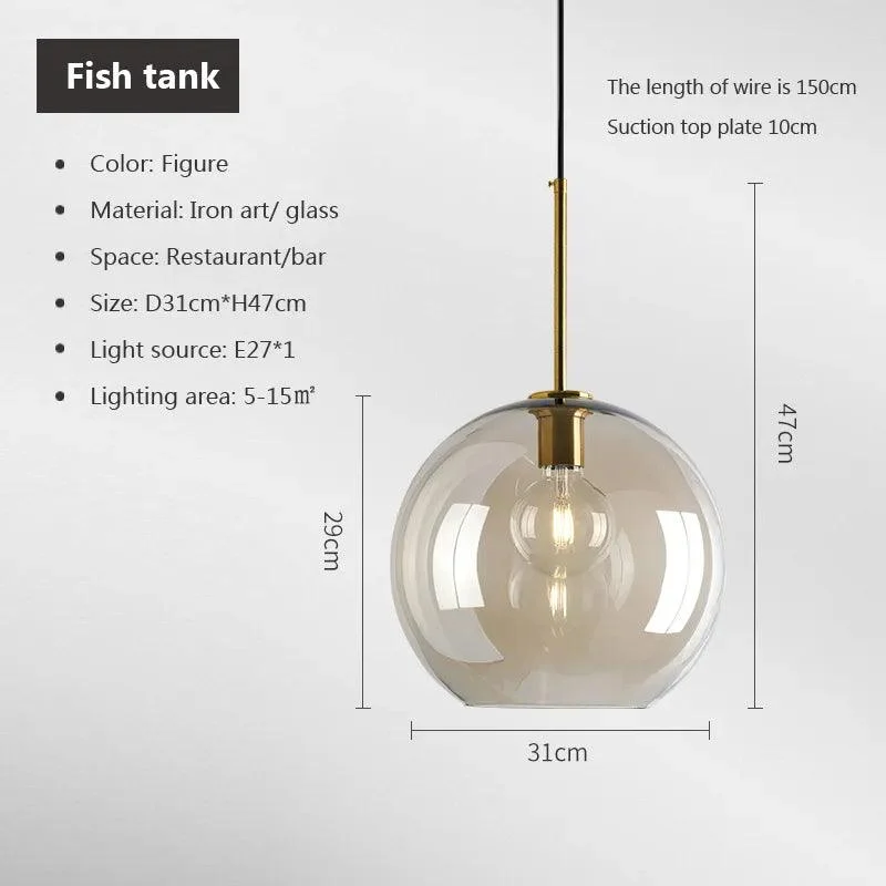 Modern Nordic Glass Pendant Light: Industrial Kitchen & Restaurant Fixture -