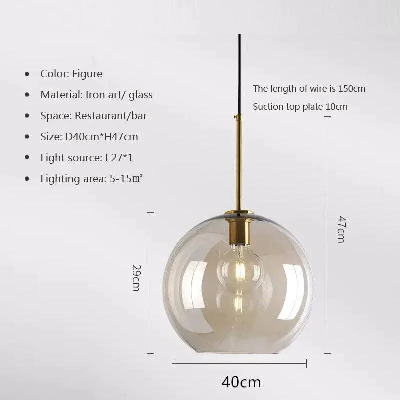Modern Nordic Glass Pendant Light: Industrial Kitchen & Restaurant Fixture -