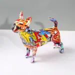 Modern Painted Graffiti Chihuahua Dog Sculptures and Statues Decorations Resin Crafts