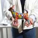Modern Painted Graffiti Chihuahua Dog Sculptures and Statues Decorations Resin Crafts