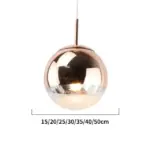 Modern Rose Gold Glass Ball Pendant Lighting Hanging Lamp Kitchen Decor