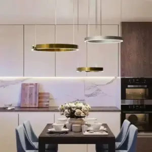 Modern Scandinavian Rose Gold Ring Led Pendant Lighting Dimmable Chandelier Home Decorate