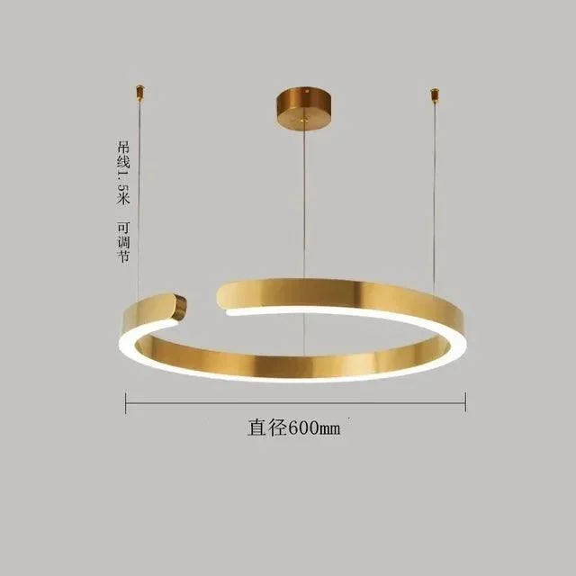 Modern Scandinavian Rose Gold Ring Led Pendant Lighting Dimmable Chandelier Home Decorate -