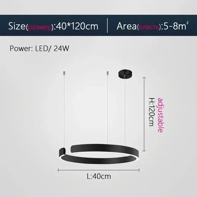 Modern Scandinavian Rose Gold Ring Led Pendant Lighting Dimmable Chandelier Home Decorate -