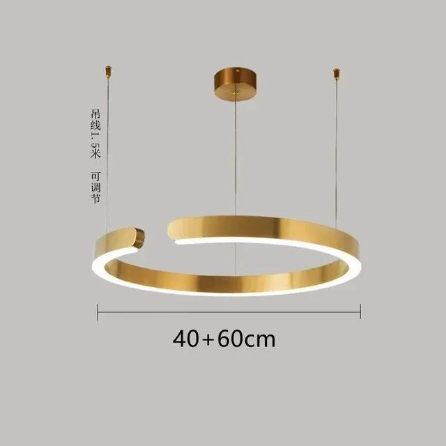 Modern Scandinavian Rose Gold Ring Led Pendant Lighting Dimmable Chandelier Home Decorate -