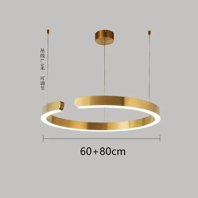 Modern Scandinavian Rose Gold Ring Led Pendant Lighting Dimmable Chandelier Home Decorate -