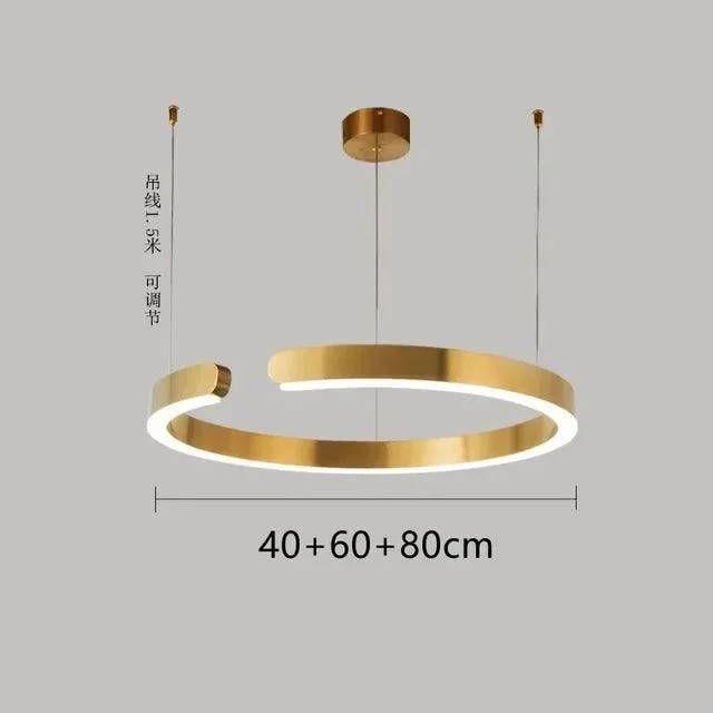 Modern Scandinavian Rose Gold Ring Led Pendant Lighting Dimmable Chandelier Home Decorate -
