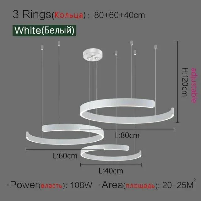 Modern Scandinavian Rose Gold Ring Led Pendant Lighting Dimmable Chandelier Home Decorate -