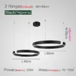 Modern Scandinavian Rose Gold Ring Led Pendant Lighting Dimmable Chandelier Home Decorate